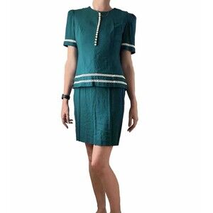 Vintage 90s does 40s Sailor Dress Pencil Skirt Cottagecore One Piece Size 4P